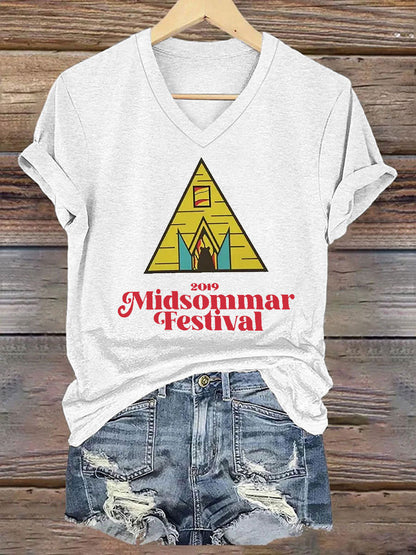 T-shirt décontracté imprimé Midsummer pour femmes
