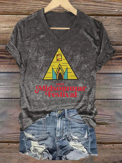 T-shirt décontracté imprimé Midsummer pour femmes