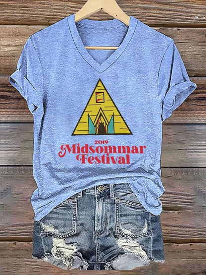 T-shirt décontracté imprimé Midsummer pour femmes