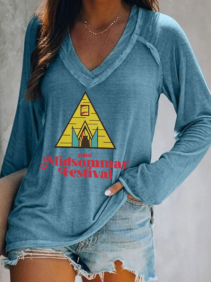 T-shirt décontracté imprimé Midsummer pour femmes