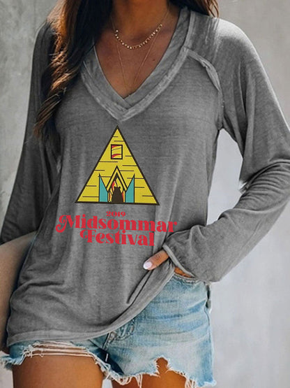 T-shirt décontracté imprimé Midsummer pour femmes