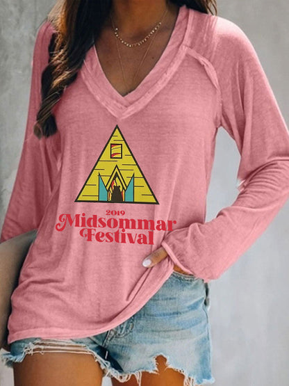 T-shirt décontracté imprimé Midsummer pour femmes