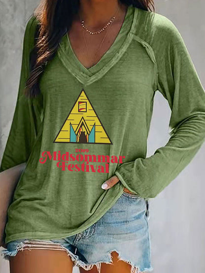 T-shirt décontracté imprimé Midsummer pour femmes