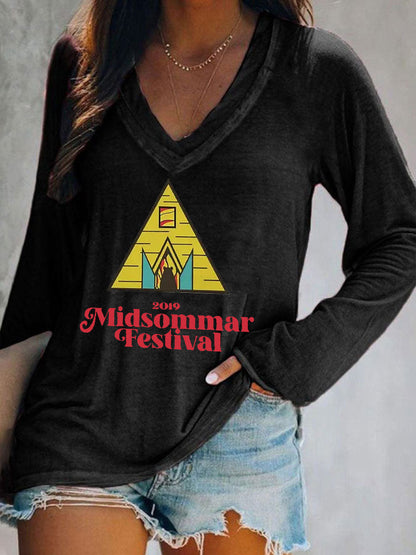 T-shirt décontracté imprimé Midsummer pour femmes