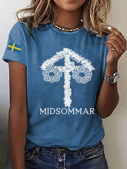 T-shirt décontracté imprimé Midsummer pour femmes
