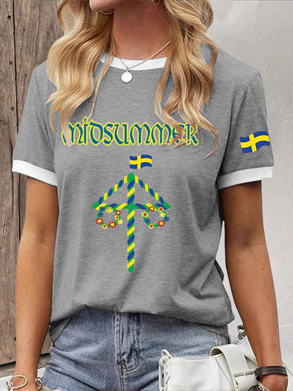 T-shirt décontracté imprimé Midsummer pour femmes