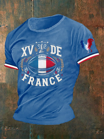T-shirt XV DE France Le Coq Gaulois pour homme Bleu / S