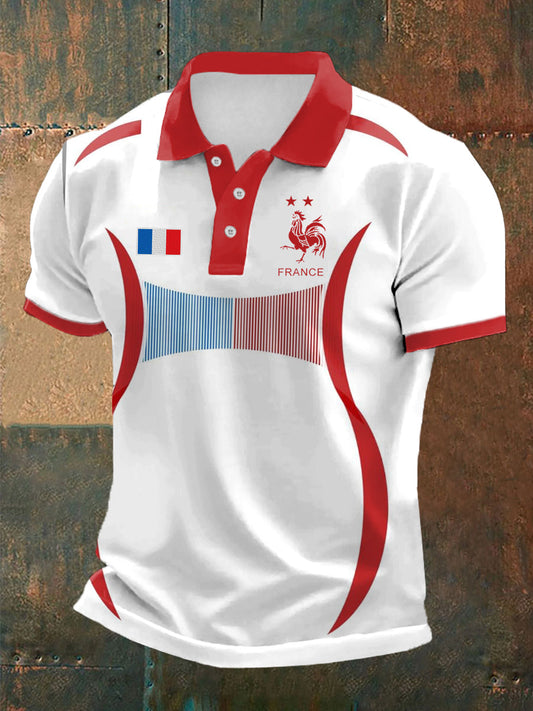 Le drapeau français des hommes conçoivent le polo à manches courtes Blanc / S