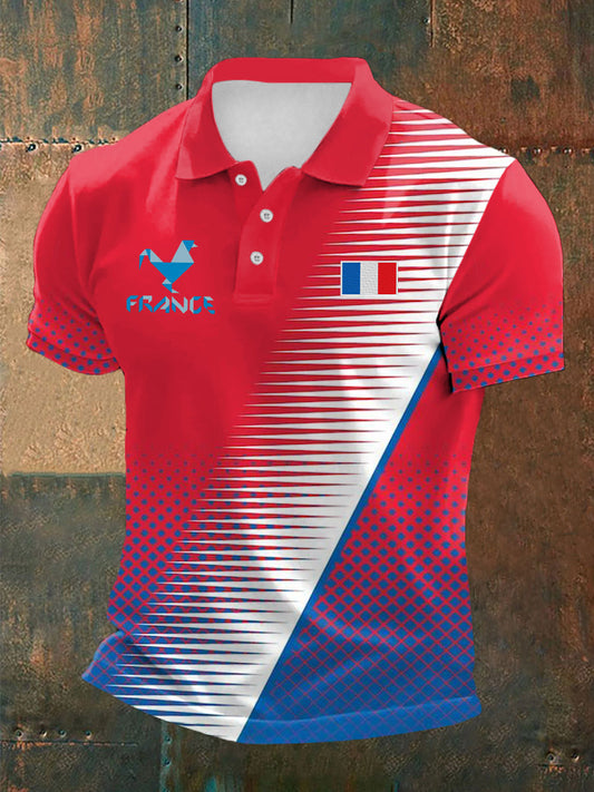 Le drapeau français des hommes conçoivent le polo à manches courtes comme image / S
