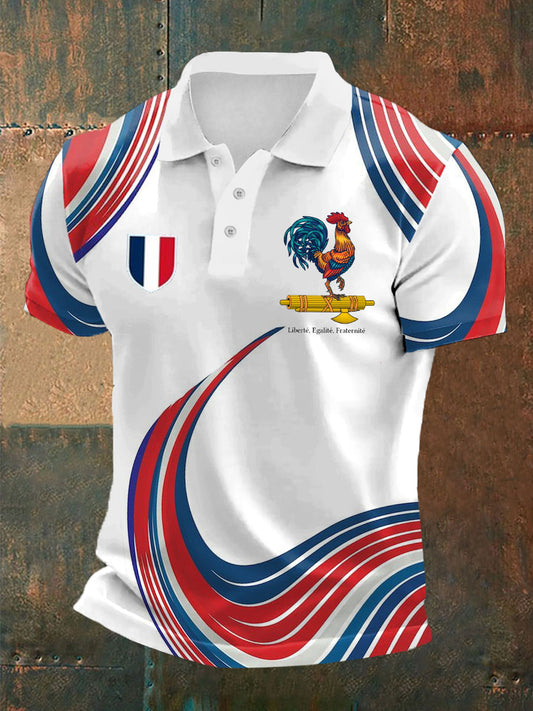 Le drapeau français des hommes conçoivent le polo à manches courtes Blanc / S