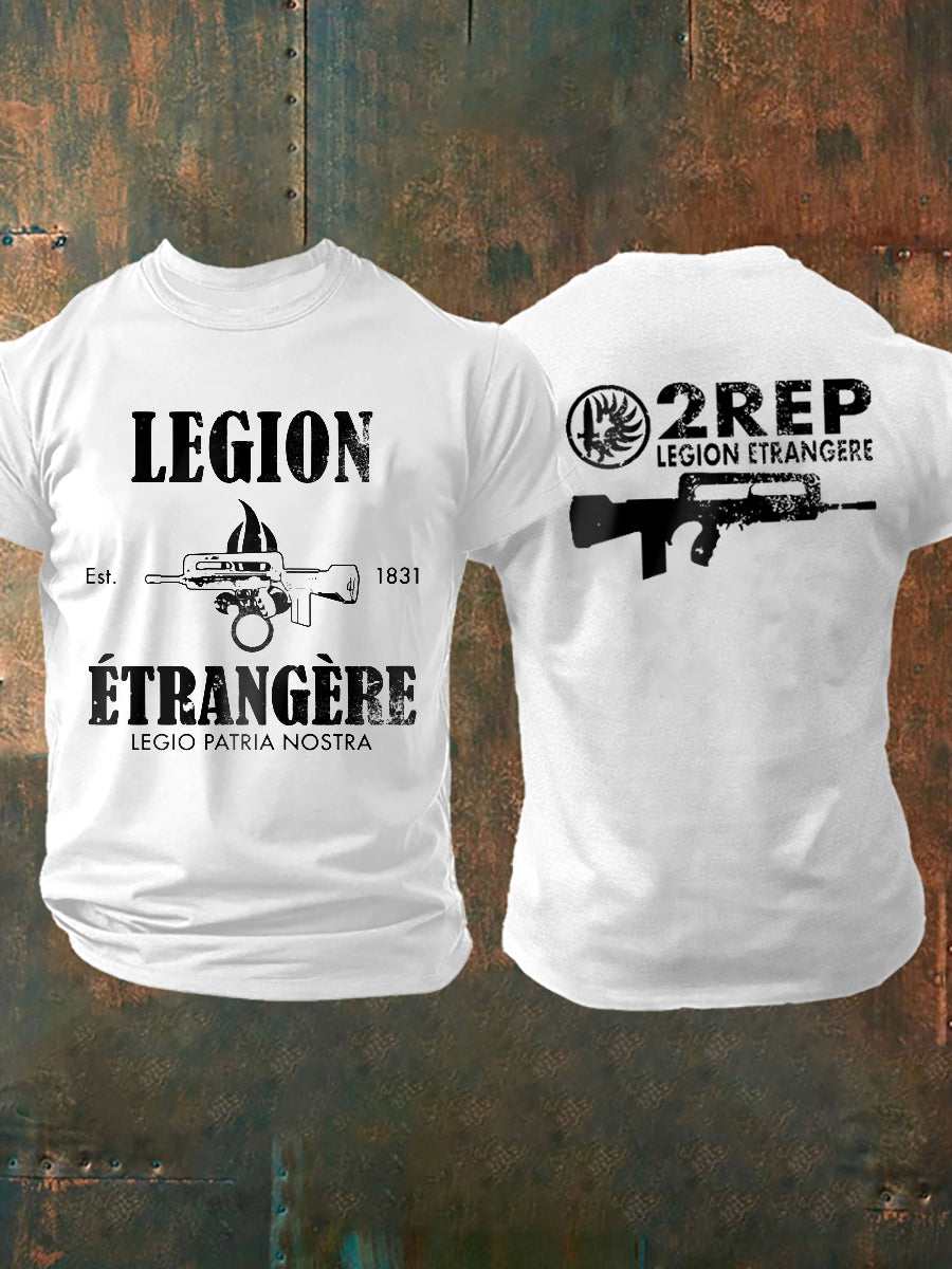 T-shirt à manches courtes imprimé de la Légion étrangère française pour homme Blanc / S