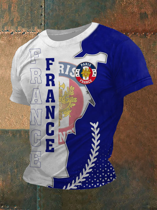T-shirt manches courtes France pour homme Bleu / S