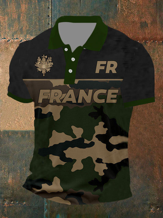 Polo à manches courtes France Homme vert armée / S