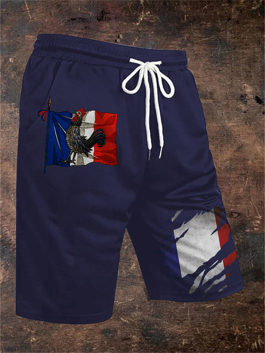 Short Le Coq gaulois Print Homme Bleu Marine / S