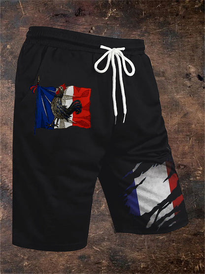 Short Le Coq gaulois Print Homme Noir / S