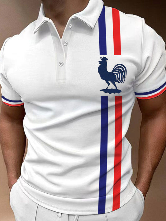Polo imprimé France pour homme Blanc / S