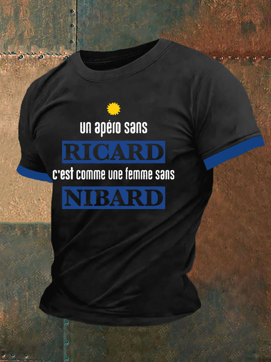 T-shirt à manches courtes Un Apero Sans Ricard C’est Comme Une Femme Sans Nibard pour homme Noir / S