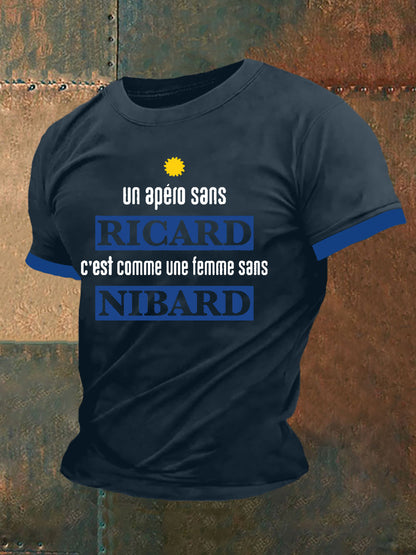 T-shirt à manches courtes Un Apero Sans Ricard C’est Comme Une Femme Sans Nibard pour homme Bleu Marine / S