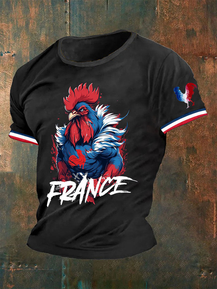 T-shirt imprimé France Le Coq Gaulois Homme Noir / S