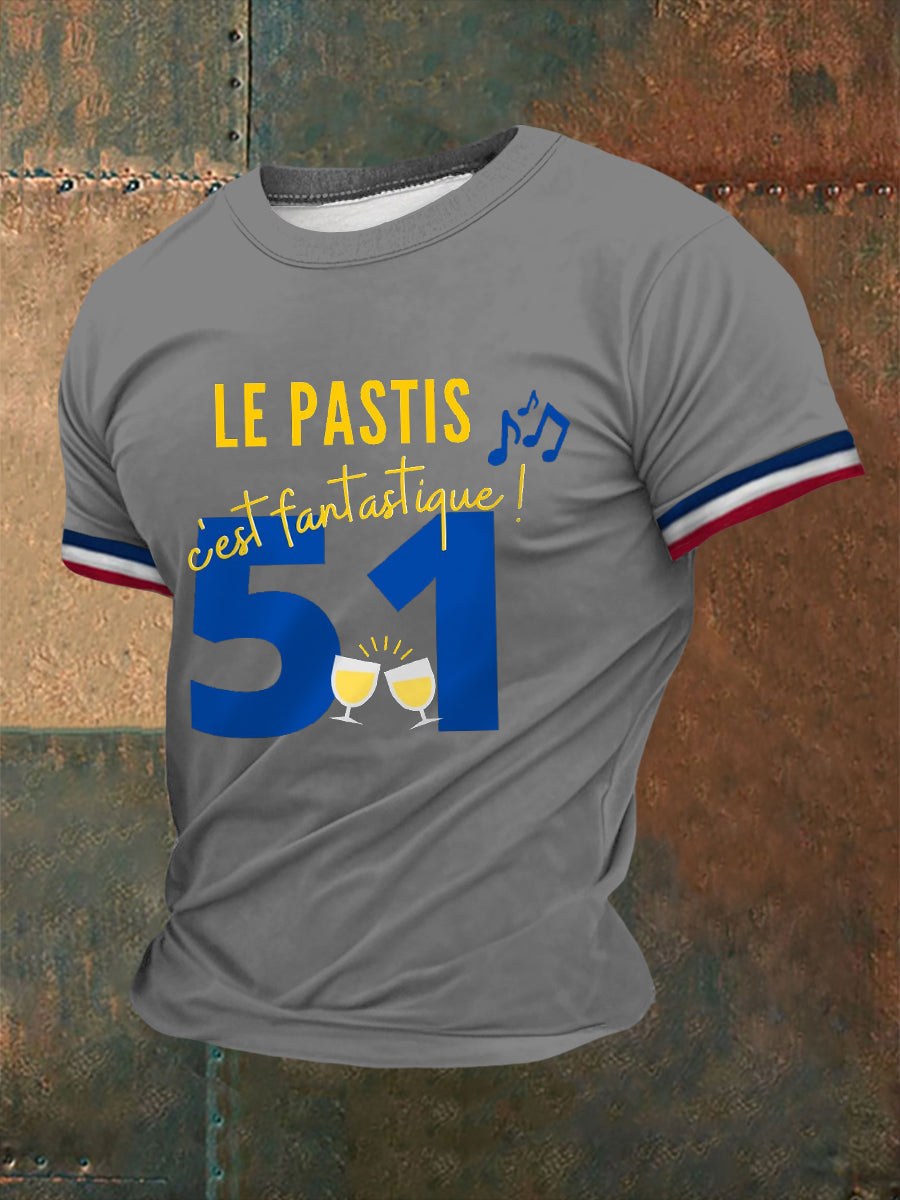 T-shirt 51 Pastis Alcohol Imprimé à manches courtes Homme Gris Clair / S
