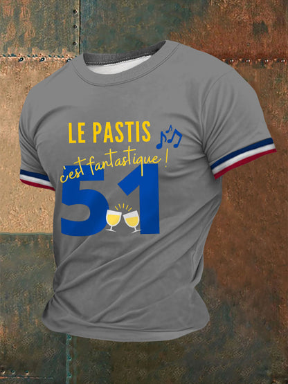T-shirt 51 Pastis Alcohol Imprimé à manches courtes Homme Gris Clair / S
