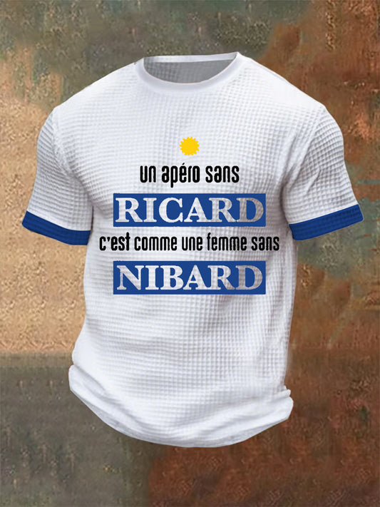 Homme Un Apero Sans Ricard C’est Comme Une Femme Sans Nibard Waffle Manches Courtes Blanc / S