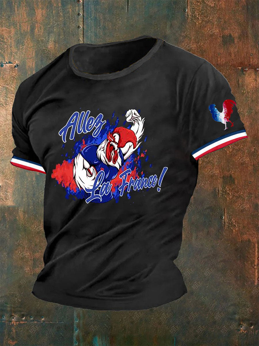 T-shirt imprimé France Le Coq Gaulois Homme Noir / S