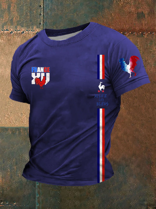 T-shirt imprimé France Allez Les Bleus Le Coq Gaulois pour homme Bleu / S