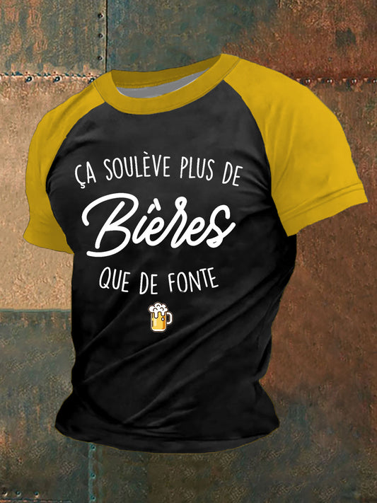 T-shirt à manches courtes Ça Soulève Plus De Bières Que De Fonte Homme Noir / S