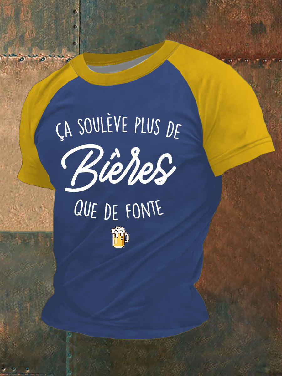 T-shirt à manches courtes Ça Soulève Plus De Bières Que De Fonte Homme Bleu / S