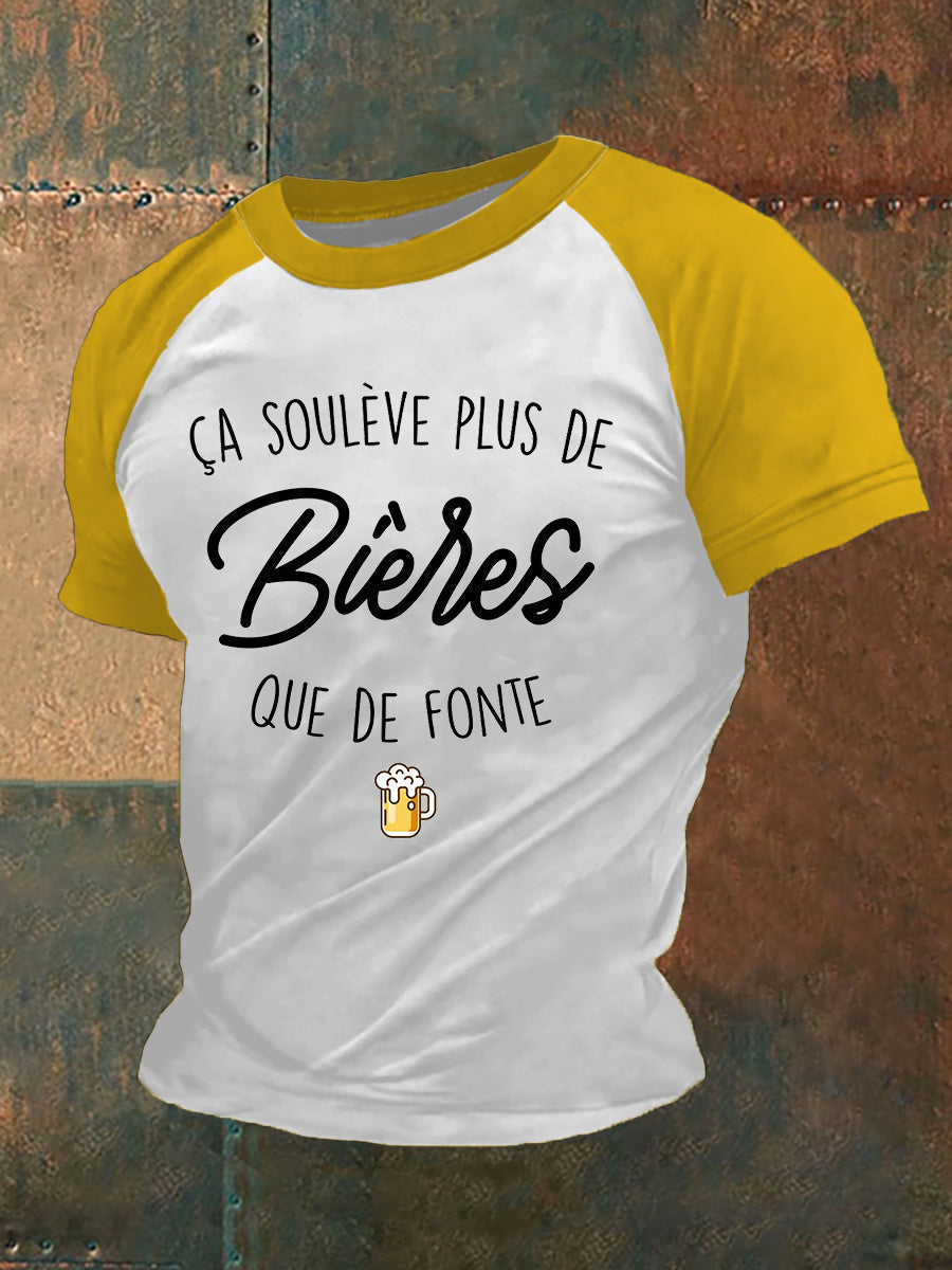 T-shirt à manches courtes Ça Soulève Plus De Bières Que De Fonte Homme Blanc / S