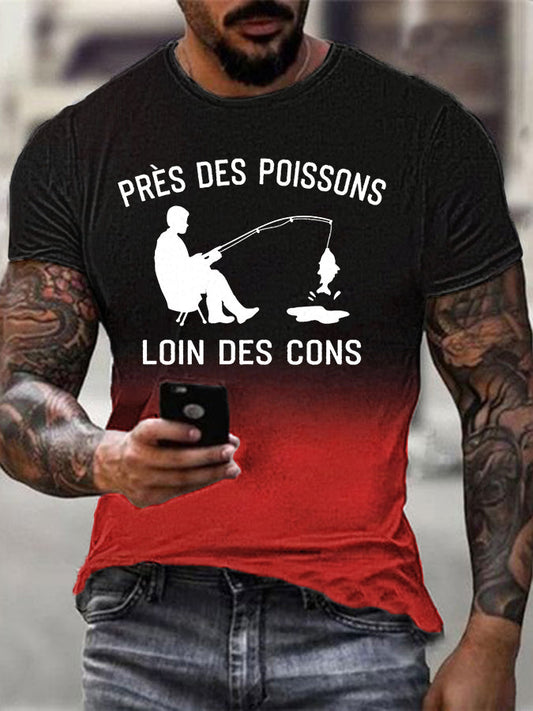 T-shirt manches courtes Près Des Poissons Loin Des Cons pour homme Rouge / S