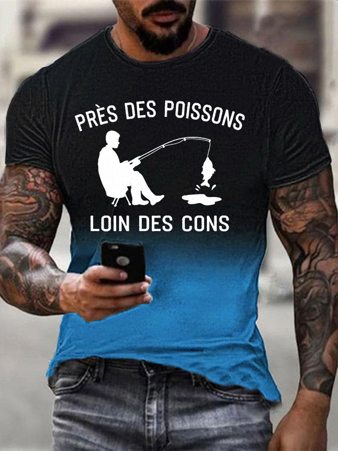 T-shirt manches courtes Près Des Poissons Loin Des Cons pour homme Bleu / S