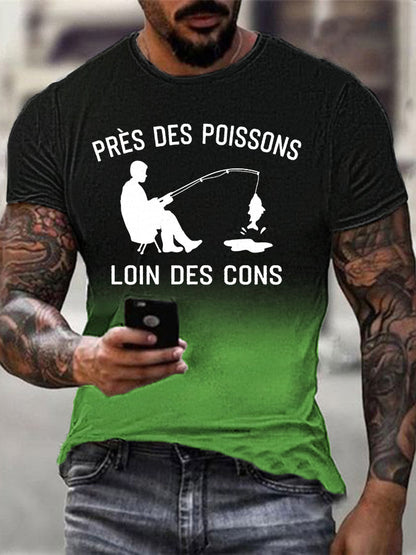 T-shirt manches courtes Près Des Poissons Loin Des Cons pour homme Vert / S