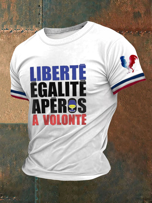 T-shirt à manches courtes imprimé alcool pour hommes Blanc / S