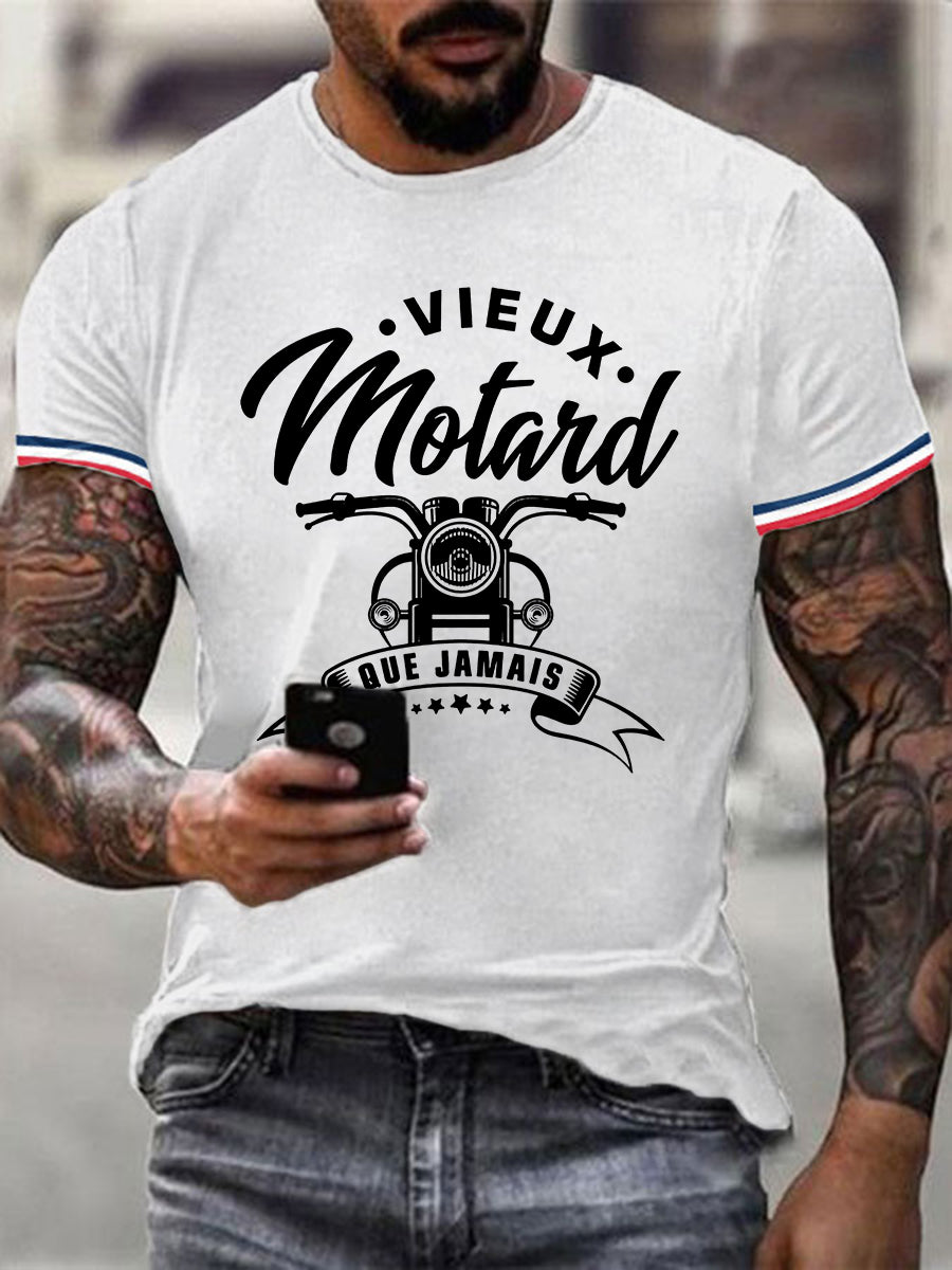 T-shirt à manches courtes Vieux Motard Que Jamais pour homme Blanc / S