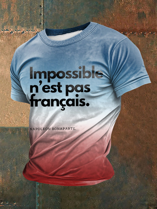 T-shirt Napoléon French Quote imprimé à manches courtes Homme comme image / S