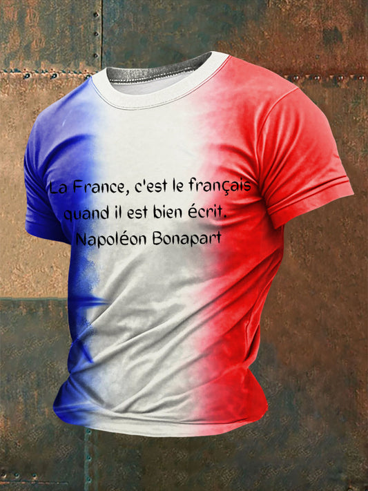 T-shirt Napoléon French Quote imprimé à manches courtes Homme comme image / S