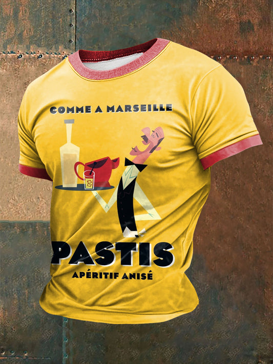 T-shirt à manches courtes imprimé alcool pour hommes comme image / S