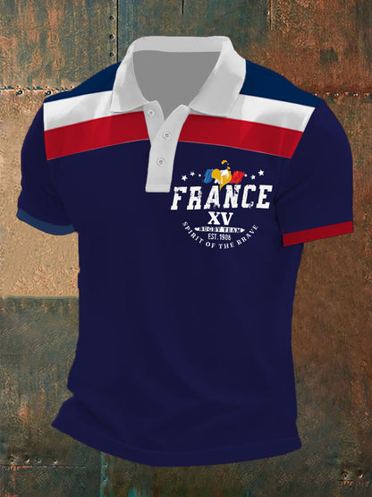 Polo à manches courtes France Rugby Spirit Of The Brave pour homme Bleu Marine / S