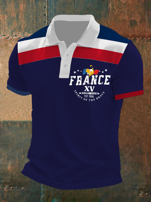 Polo à manches courtes France Rugby Spirit Of The Brave pour homme Bleu Marine / S
