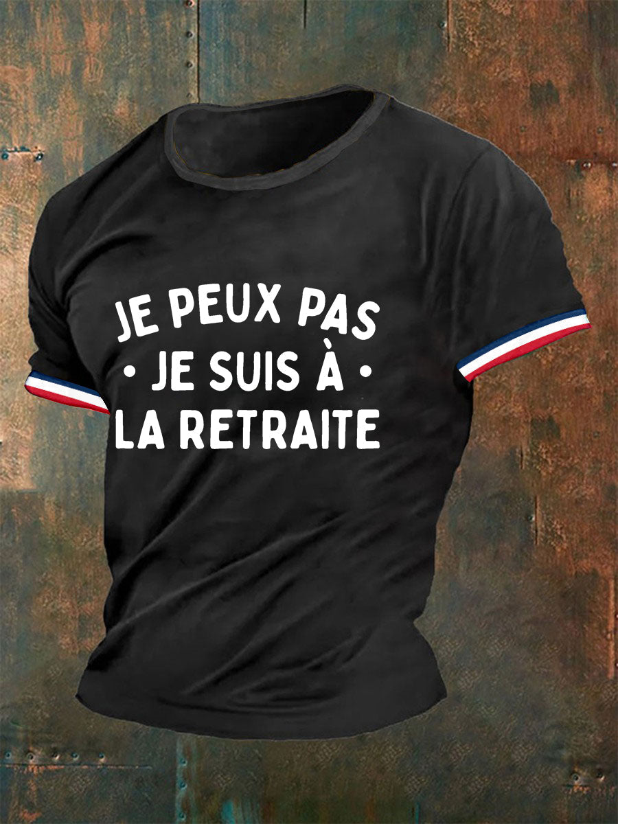 T-shirt à manches courtes Je Peux Pas J’suis A La Retraite pour homme Noir / S