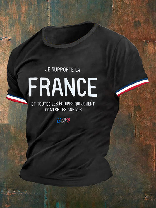 T-shirt manches courtes Je Supporte La France Homme Noir / S