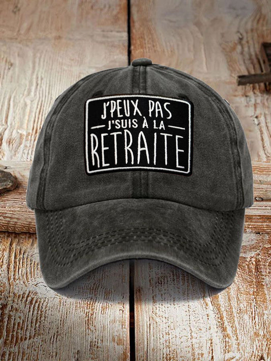 Chapeau à imprimé Je Peux Pas J’suis A La Retraite Unisexe noir / JM