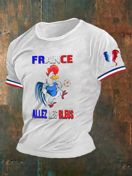 T-shirt imprimé France Allez Les Bleus Le Coq Gaulois pour homme Blanc / S