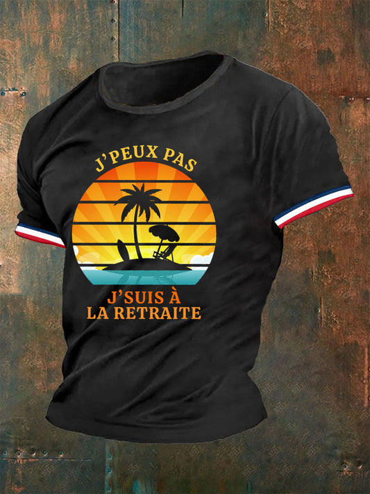 T-shirt à manches courtes Je Peux Pas J’suis A La Retraite pour homme Noir / S