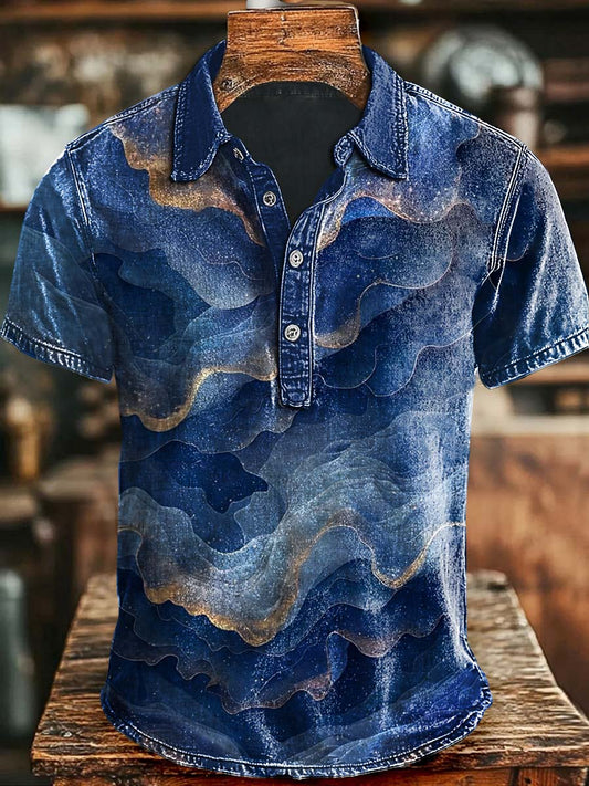 Vintage Abstract Art Gradient Imprimer Casaul Polo à manches courtes