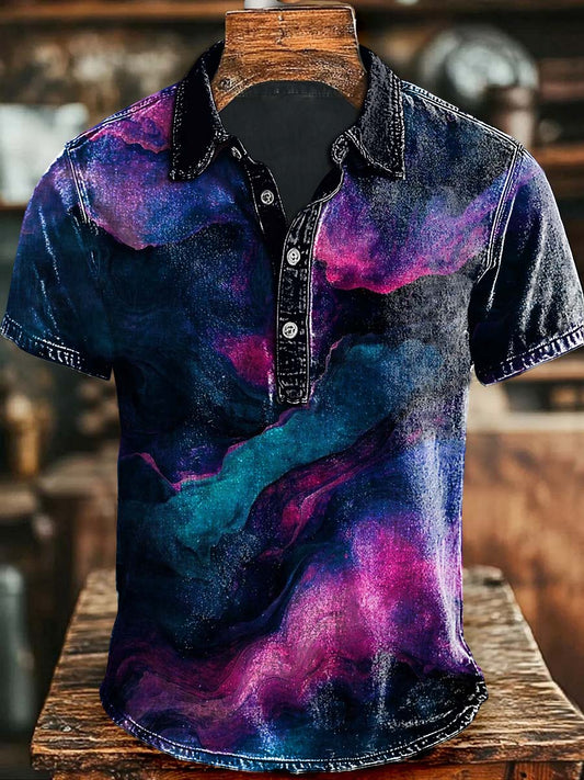 Vintage Abstract Art Gradient Imprimer Casaul Polo à manches courtes