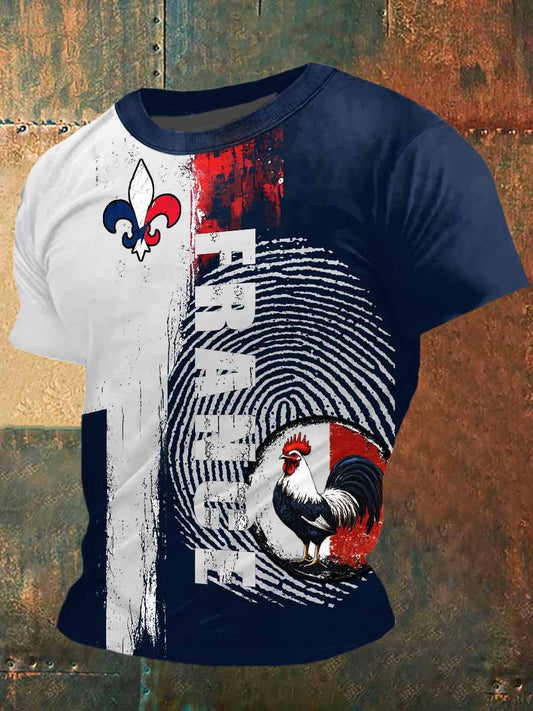 Le coq français Imprimer Vintage Fashion T-shirt à manches courtes