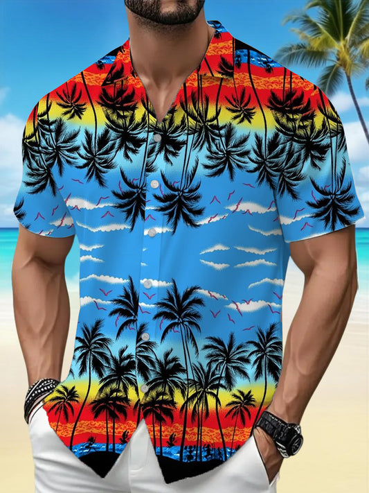 Chemise de vacances décontractée Sunset Palm Tree pour hommes
